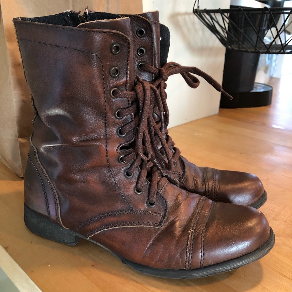 Steve Madden Troopa Brown Leather Boots